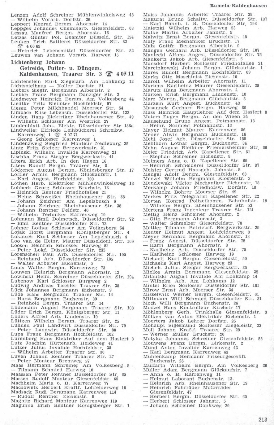 Alte Adressbücher von Rumeln-Kaldenhausen