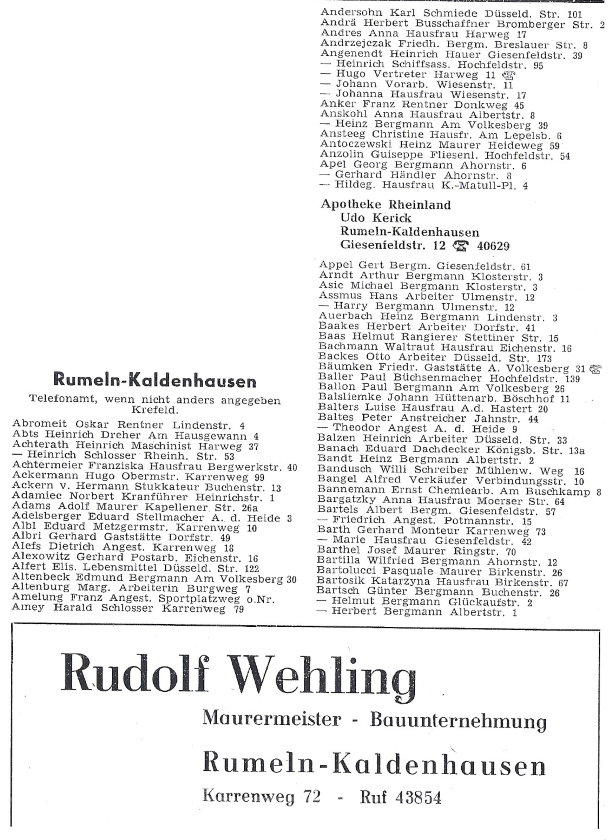 Alte Adressbücher von Rumeln-Kaldenhausen