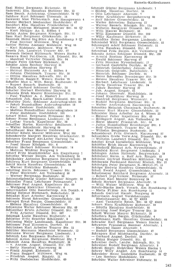 Alte Adressbücher von Rumeln-Kaldenhausen